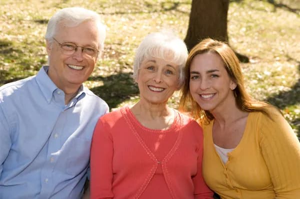 Woman with parents