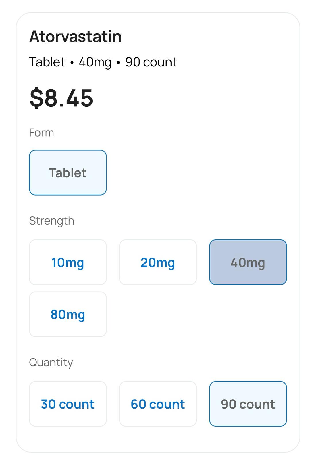 Atorvastatin pricing on Cost Plus Drugs
